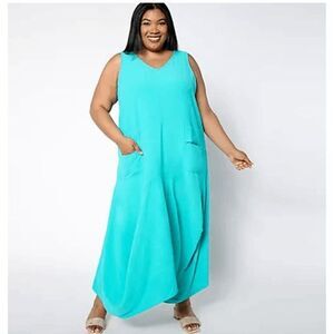 Attitudes by Renee Womens PXL Textured Woven Tank Dress Sea Breeze Blue NWOT)